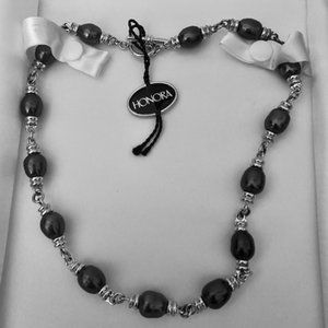 HONORA CULTURED BLACK PEARL AND SILVER NECKLACE